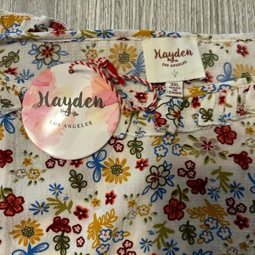 Hayden Los Angeles Women's Floral Print Sleeveless Top Multicolor Size 2XL NWT - Picture 5 of 9